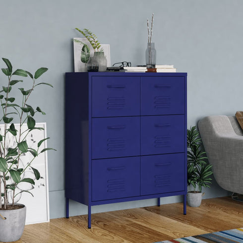Lady Jillian -  Drawer Cabinet Navy Blue 80x35x101,5 cm Steel